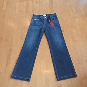 Cambio Wide Leg Flare Jeans in Dark Blue